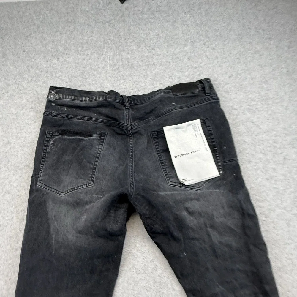 Purple Brand Mens 38 x 32 80080 Destroyed Distressed Slim Jeans Black Rare p002